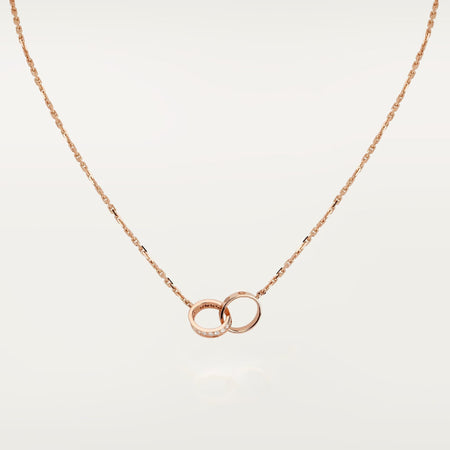 [Luxe Jewelry] LOVE DOUBLE RING HALF DIAMOND NECKLACE