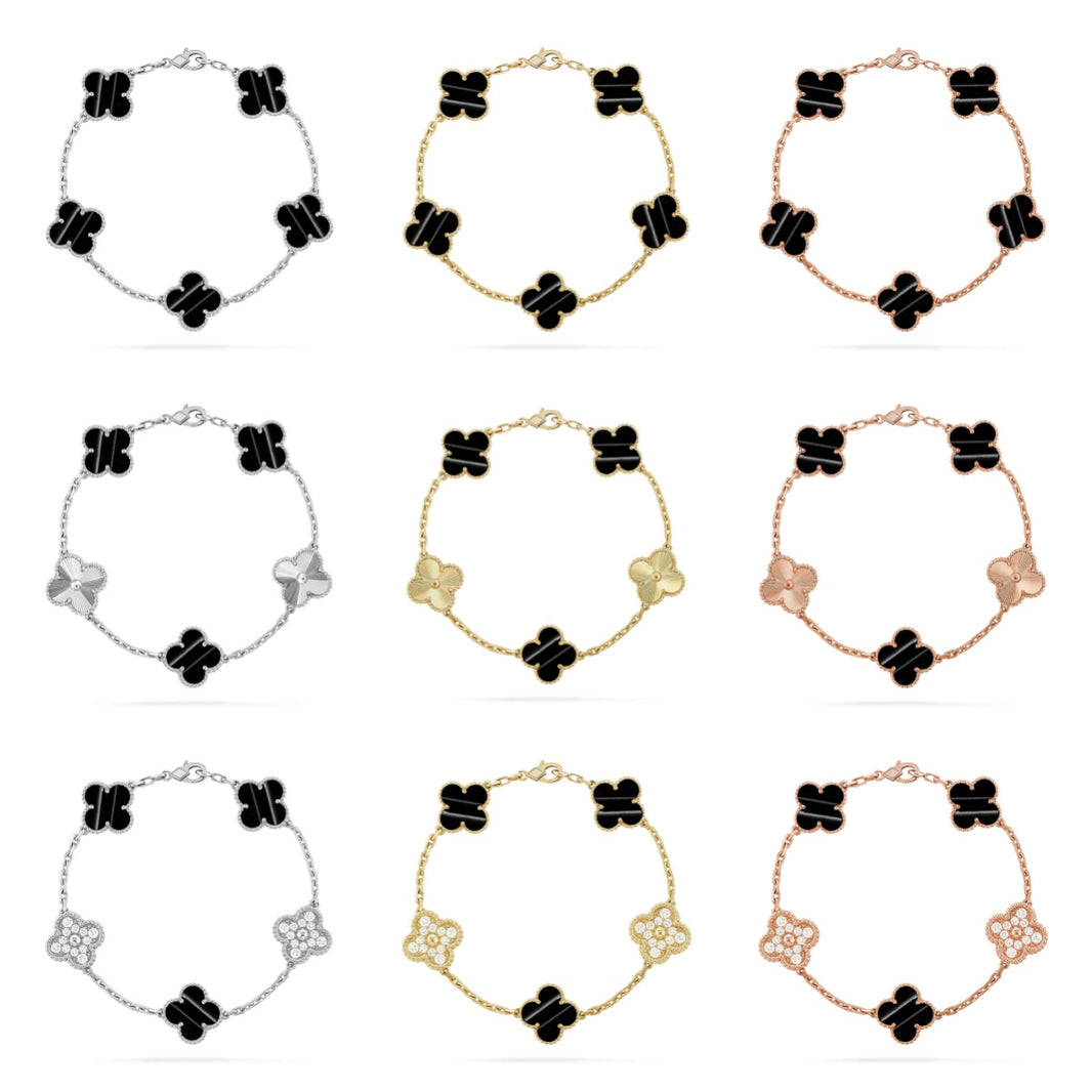 [Luxe Jewelry] CLOVER 5 MOTIF PULSAR STONE BRACELET COLLECTION