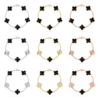 [LUXE] CLOVER 5 MOTIF PULSAR STONE BRACELET COLLECTION