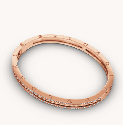 [Luxe]ZERO 1 SPIRAL AND PAVED DIAMOND PINK GOLD BRACELET