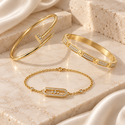 [Luxe Jewelery] LOVE & JUSTE Baby Move Diamond Bracelet Stack Set