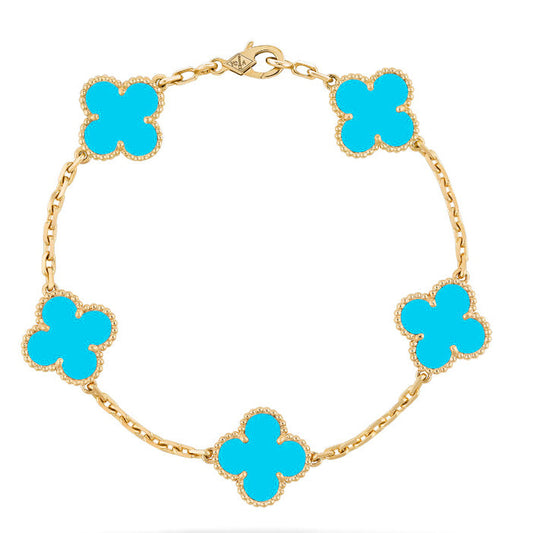 [Luxe]CLOVER 5 MOTIFS TURQUOISE BRACELET