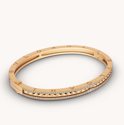 [Luxe]ZERO 1 SPIRAL AND PAVED DIAMOND GOLD BRACELET