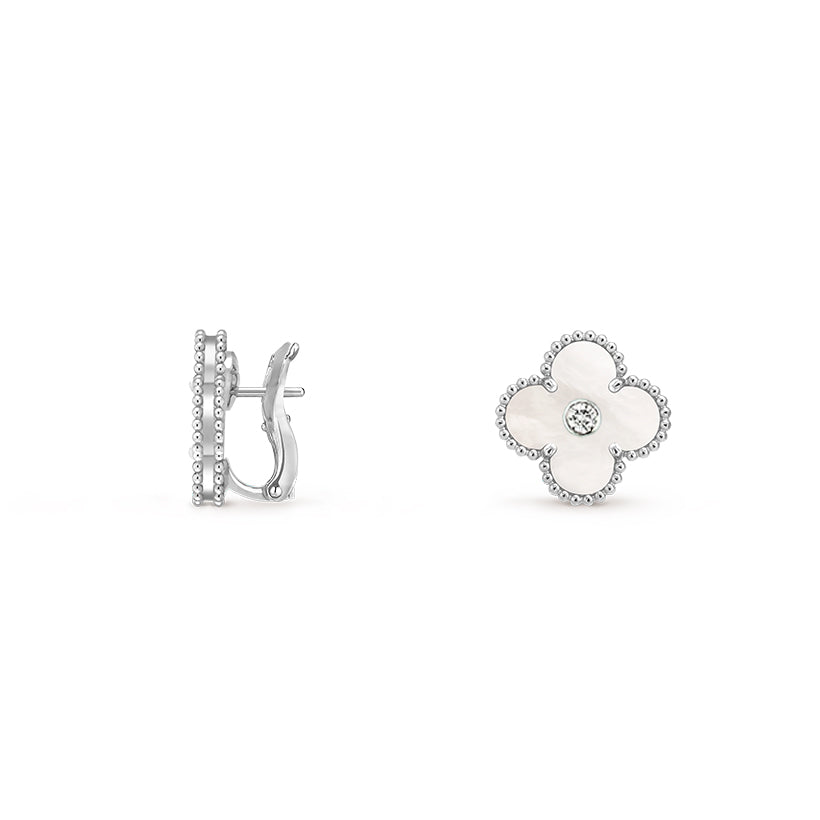 [LUXE]CLOVER SILVER 15MM MOP DIAMOND EARRINGS COLLECTION