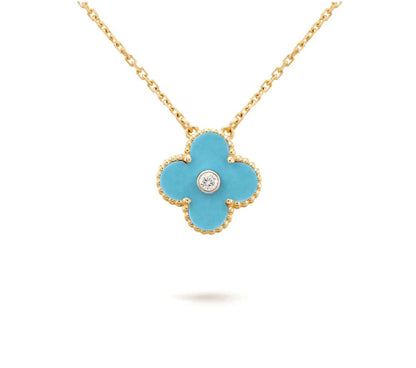 [LUXE]CLOVER 15MM DIAMOND SINGLE FLOWER NECKLACE COLLECTION