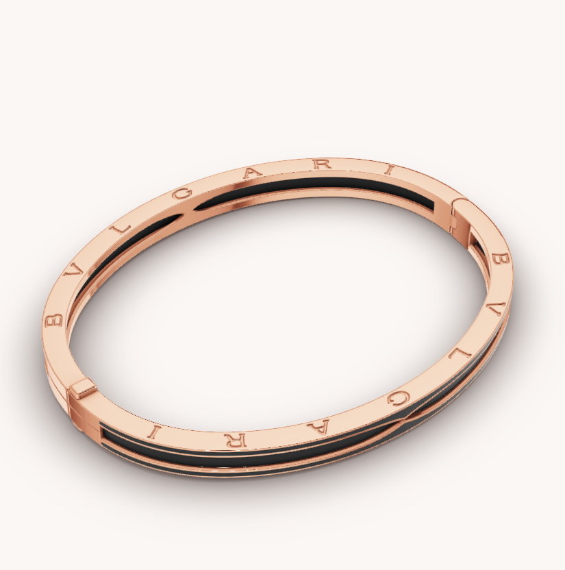 [Luxe]ZERO 1 PINK GOLD WITH MATTE BLACK CERAMIC BRACELET