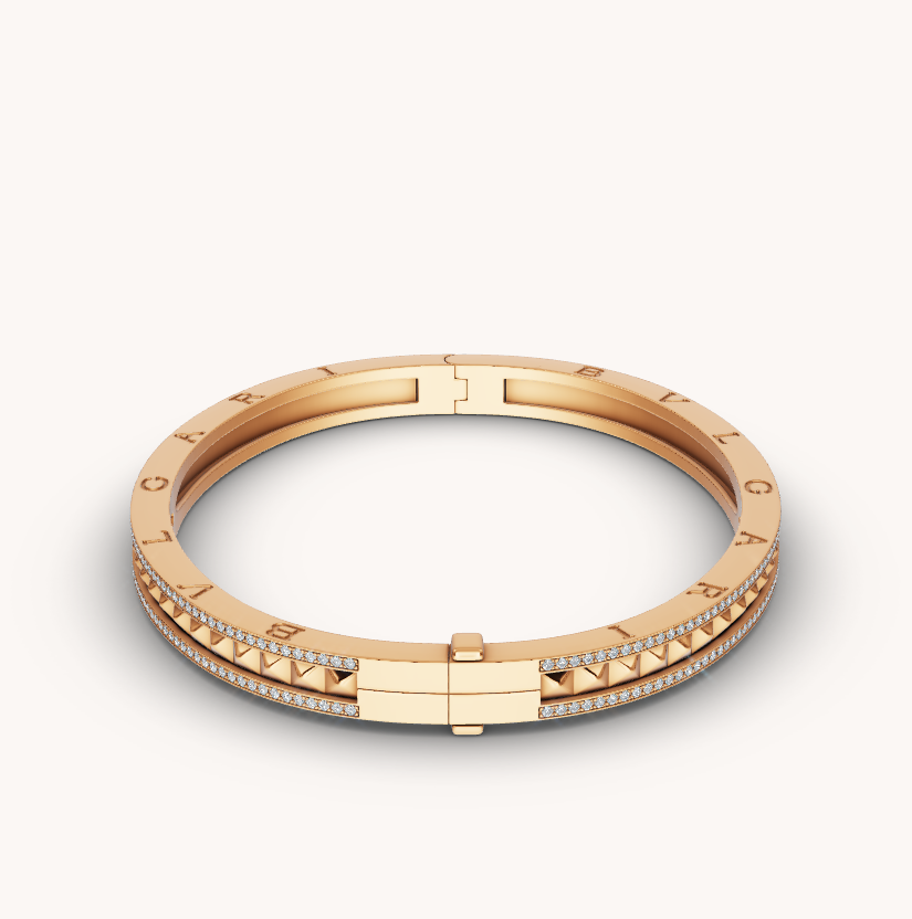 [Luxe]ZERO 1 SPIRAL AND PAVED DIAMOND GOLD BRACELET