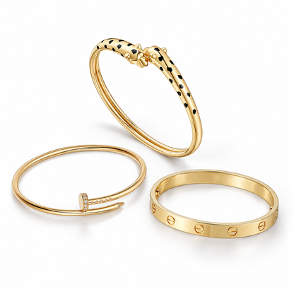 [Luxe Jewelery] Panthère & LOVE  & JUSTE  Diamond Bracelet Stack Set