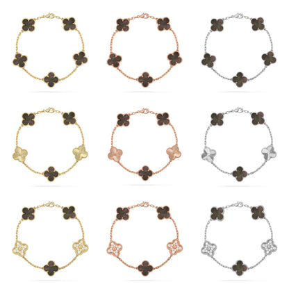 [LUXE] CLOVER 5 MOTIF GRAY MOP BRACELET COLLECTION
