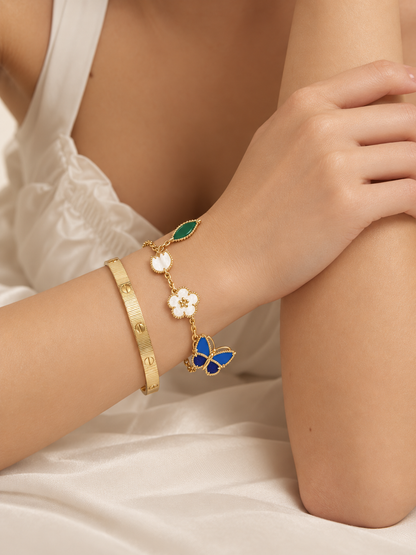 [Luxe Jewelery] Lucky Spring Butterfly 5-Motif & LOVE Unlimited Bracelet Stack Set