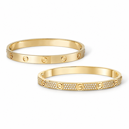 [Luxe Jewelery] LOVE  Classic & Diamond-Paved Bracelet Stack Set