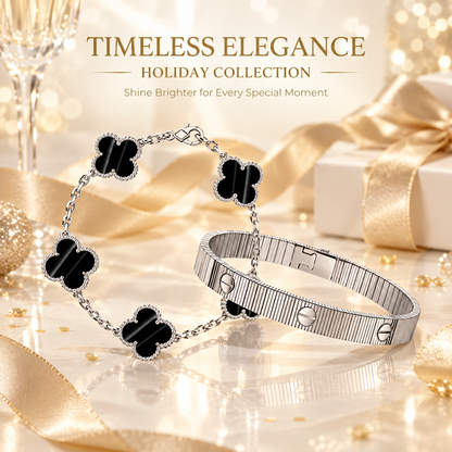 [Luxe Jewelery] Clover 5-Motif & LOVE Unlimited Bracelet Set