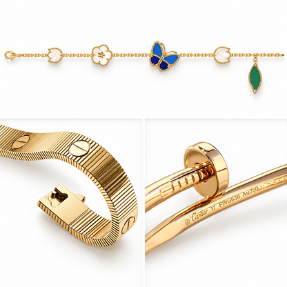 [Luxe Jewelery]Clover Lucky Spring & Love & Juste Garden 3-Piece  Bracelet Stack Set