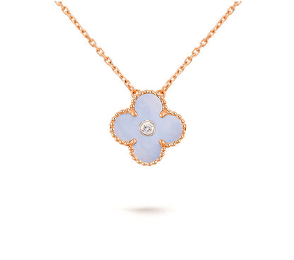 [LUXE]CLOVER 15MM DIAMOND SINGLE FLOWER NECKLACE COLLECTION
