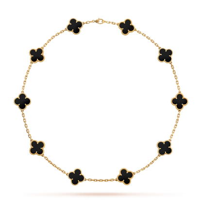 [LUXE]CLOVER 10 MOTIFS ONYX HALSKETTE