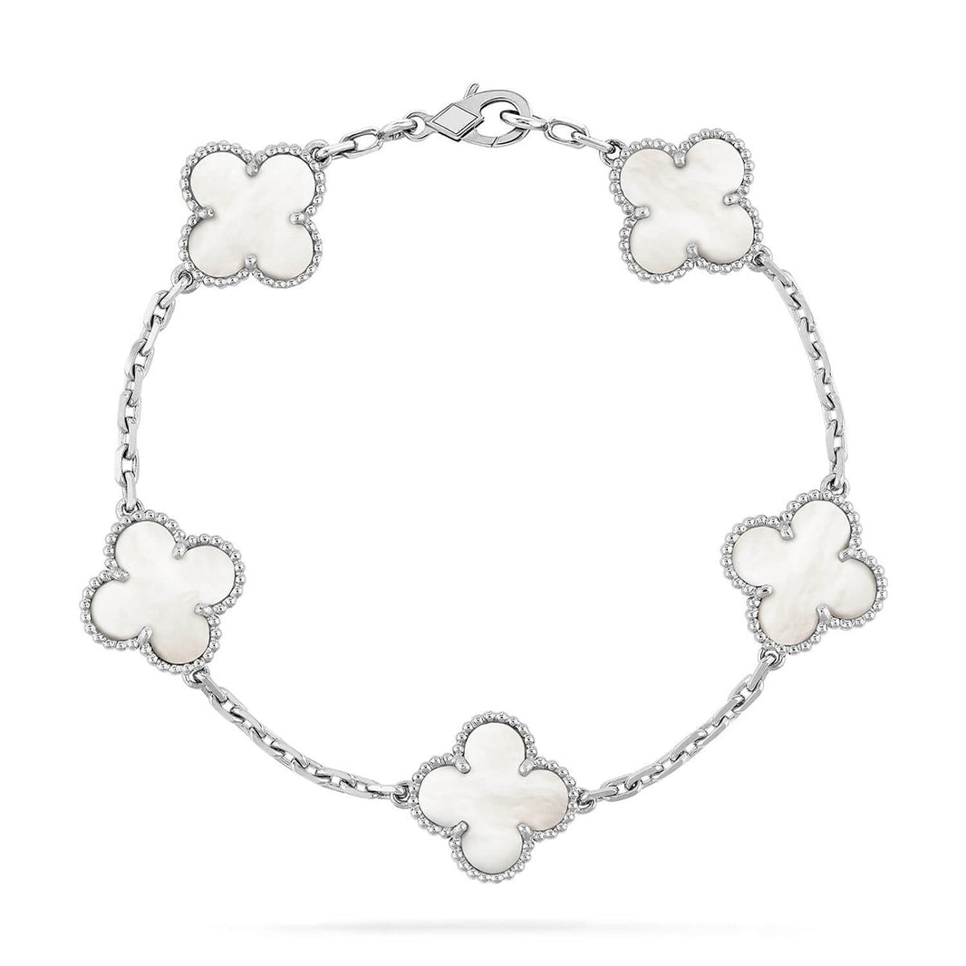 [LUXE]CLOVER WHITE PEARL MOP 5 MOTIF BRACELET COLLECTION