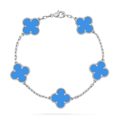 [LUXE] CLOVER 5 MOTIF BLUE AGATE BRACELET COLLECTION