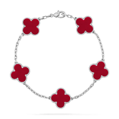 [LUXE] KLEE-ARMBAND MIT 5 MOTIVEN AUS ROTEM KARNEOL