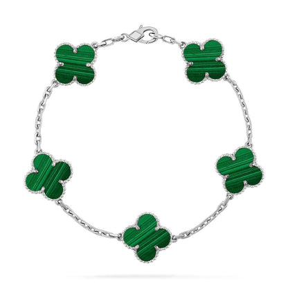[LUXE] CLOVER 5 MOTIF MALACHITE BRACELET COLLECTION