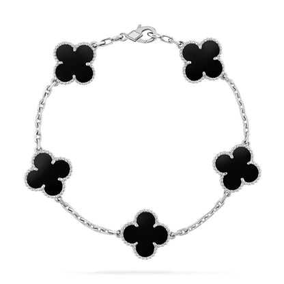 [Luxe Jewelery]Clover & Love Sliver 2-Piece Bracelet Stack Set