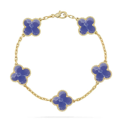 [Luxe Jewelery] LOVE & JUSTE & Blue Veins Clover 5-Motif Diamond Bracelet Stack Set