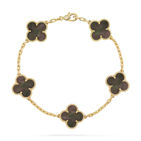 [LUXE] CLOVER 5 MOTIF GRAY MOP BRACELET COLLECTION