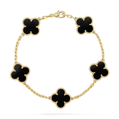 [Luxe Jewelery]Force Horseshoe & Clover 5 Motifs Bracelet Stack Set