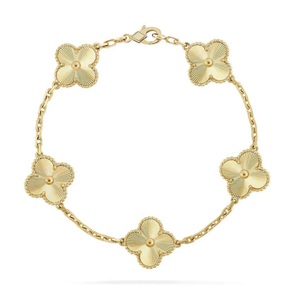 [Luxe Jewelery]Clover Laser  Pulsar Stone 5-Motif & LOVE Diamond-Paved Bracelet Stack Set