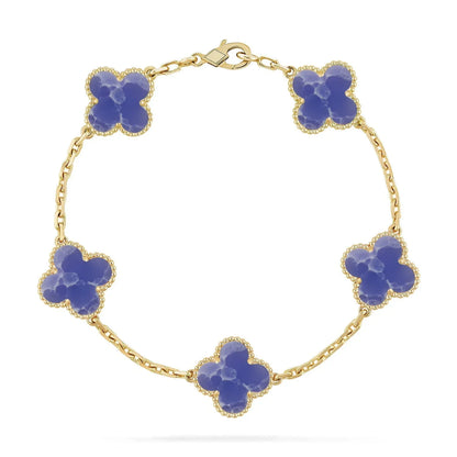 [Luxe Jewelery] LOVE & JUSTE & Blue Veins Clover 5-Motif Diamond Bracelet Stack Set