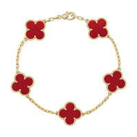 [LUXE] KLEE-ARMBAND MIT 5 MOTIVEN AUS ROTEM KARNEOL