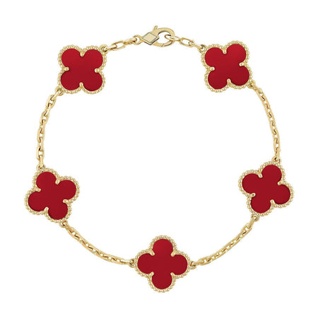 [LUXE] KLEE-ARMBAND MIT 5 MOTIVEN AUS ROTEM KARNEOL