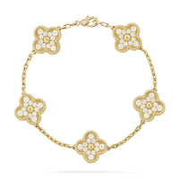 [LUXE] CLOVER 5 MOTIF FULL DIAMOND BRACELET COLLECTION