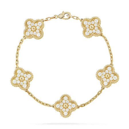 [LUXE] CLOVER 5 MOTIF FULL DIAMOND BRACELET COLLECTION