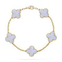 [LUXE] CLOVER 5 MOTIF PURPLE CHALCEDONY BRACELET COLLECTION