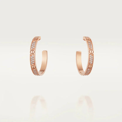 [Luxe]LOVE DIAMOND PINK GOLD HOOP EARRINGS