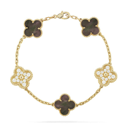 [LUXE] CLOVER 5 MOTIF GRAY MOP BRACELET COLLECTION