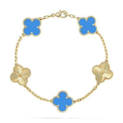 [LUXE] CLOVER 5 MOTIF BLUE AGATE BRACELET COLLECTION