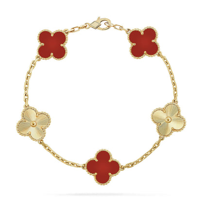 [LUXE] KLEE-ARMBAND MIT 5 MOTIVEN AUS ROTEM KARNEOL