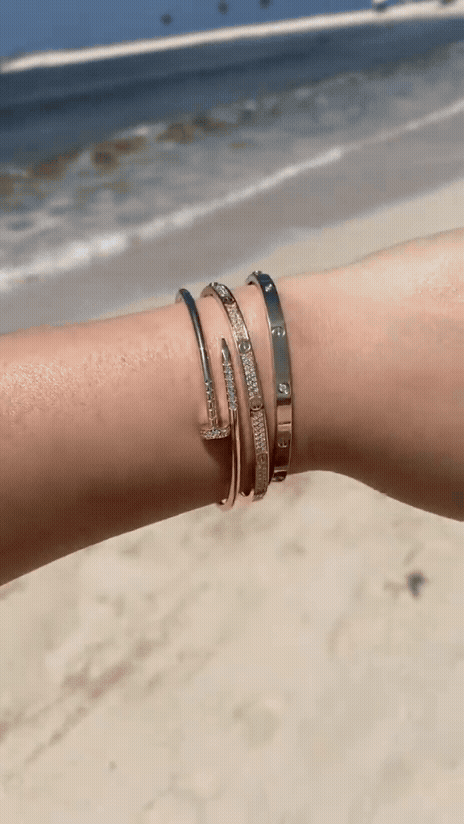 [Luxe Jewelery] JUSTE Diamond & LOVE Diamond Bracelet Stack Set