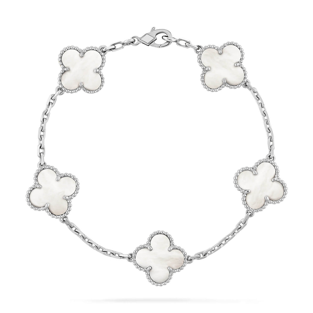 [LUXE]CLOVER SILVER MOP 5 MOTIF BRACELET