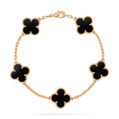 [Luxe]CLOVER  5 MOTIFS BLACK ONYX BRACELET