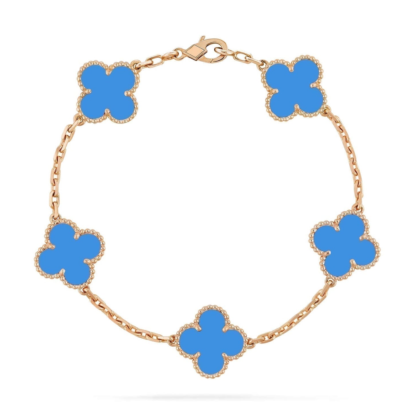 [Luxe]CLOVER 5 MOTIFS BLUE AGATE BRACELET