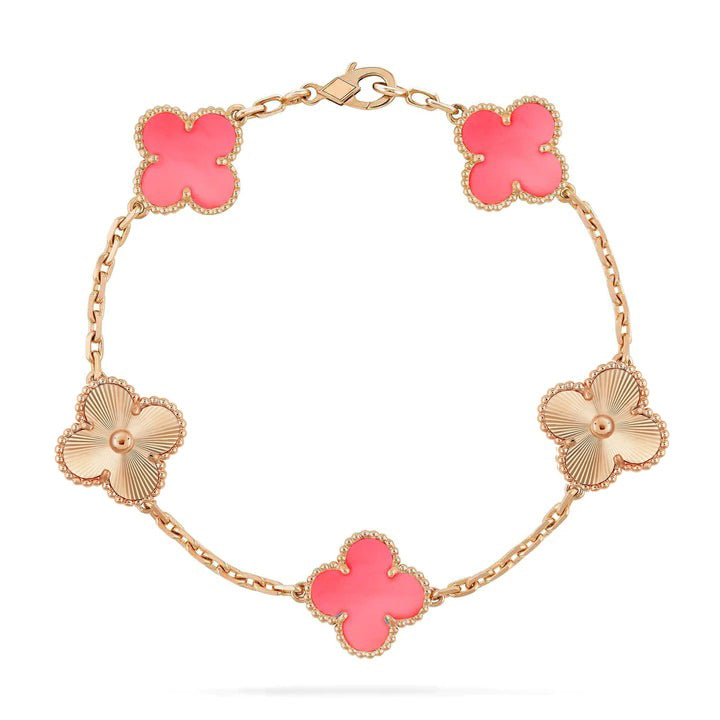 [LUXE]CLOVER BRACELET 5 MOTIF PINK AND ROSE GOLD