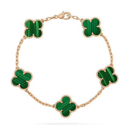 [Luxe]CLOVER 5 MOTIFS MALACHITE BRACELET