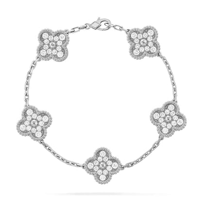 [Luxe]CLOVER 5 MOTIFS  DIAMOND BRACELET SILVER