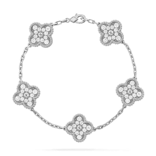 [Luxe]CLOVER 5 MOTIFS  DIAMOND BRACELET SILVER