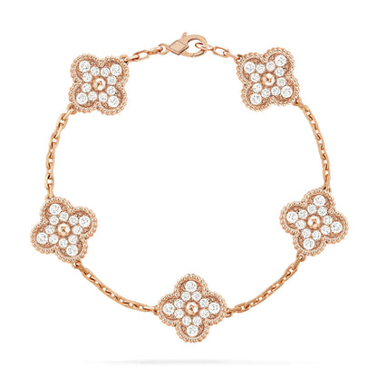 [Luxe]CLOVER 5 MOTIFS  FULL DIAMOND BRACELET