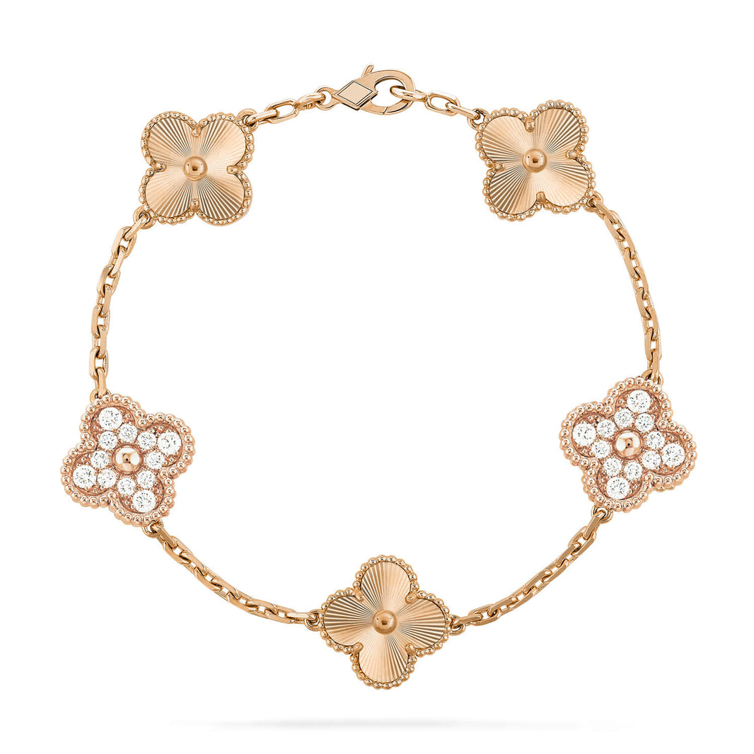 [LUXE]CLOVER DIAMOND ROSE GOLD BRACELET COLLECTION,5 MOTIFS