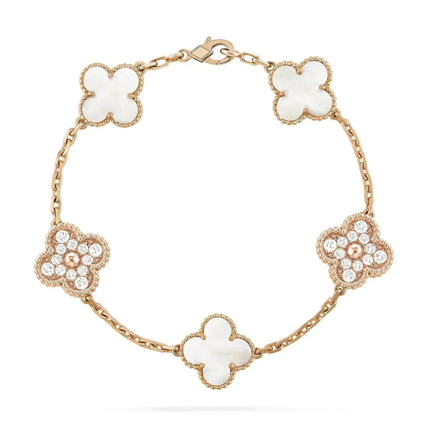 [Luxe]CLOVER BRACELET 5 MOTIF WHITE MOP DIAMOND