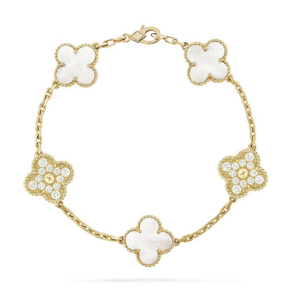 [Luxe]CLOVER BRACELET 5 MOTIF WHITE MOP DIAMOND